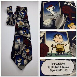 Peanuts Snoopy Golf Themed Silk Tie Tee Time Graphic Novelty